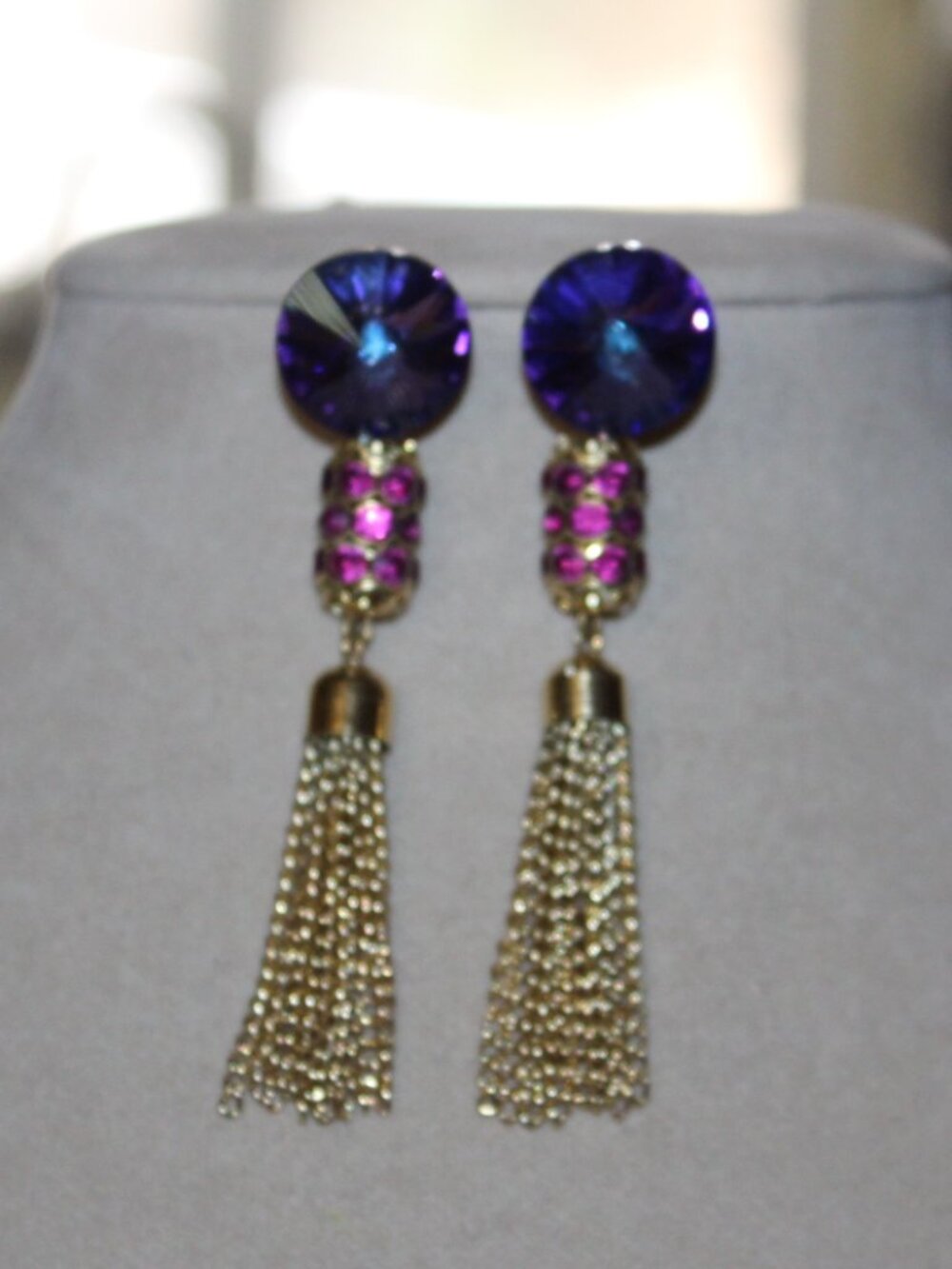 NWOT Vintage Swarovski Tassel Earrings STUNNING! - Picture 2 of 7